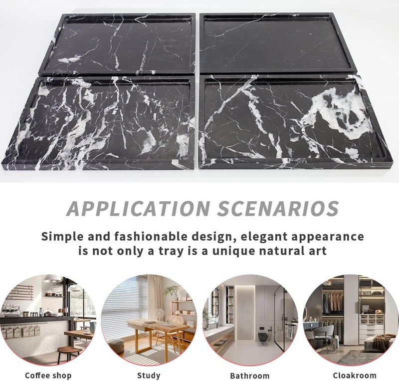 Future stone 100% Natural Marble Serving Tray Luxury Marble Storage Tray for Home Decor Stone Tray for Bathroom/Kitchen/Vanity/Dresser,Plate Holder for Tissues, Candles, Towel - Image 2